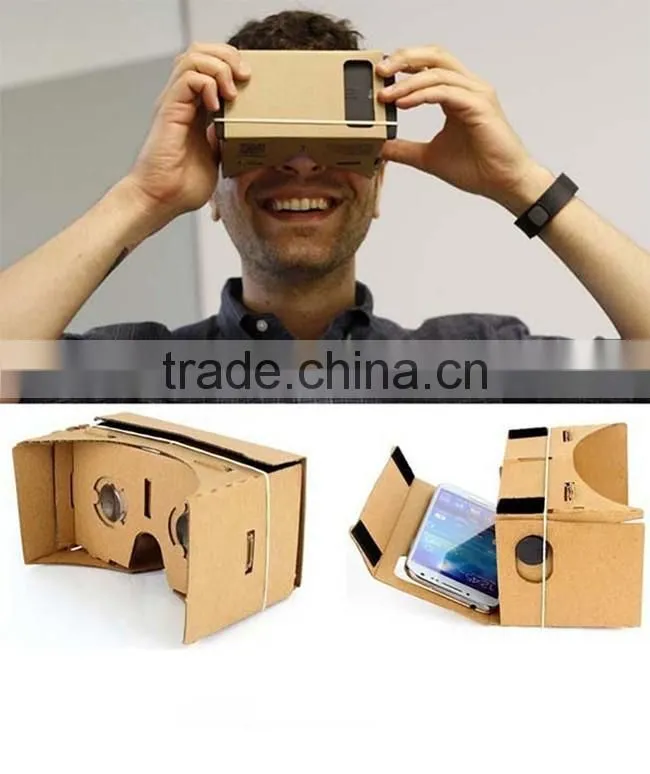 Factory Wholesale 3D VR Box Google Custom Cardboard Glasses 2.0 for Mobile Phone