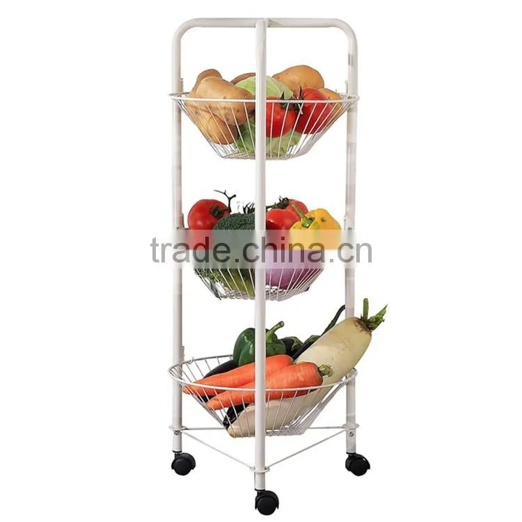 Wholesale metal 3 tiers kitchen fruit and vegetable floor display stand