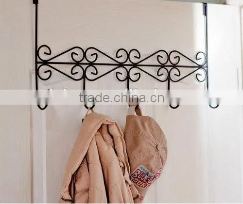 Metal Wire Over the Door Hanging Coat Clothes Rack Holder 5 Hook
