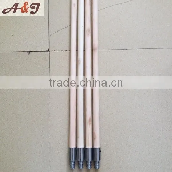 Wood color broom stick with metal screw