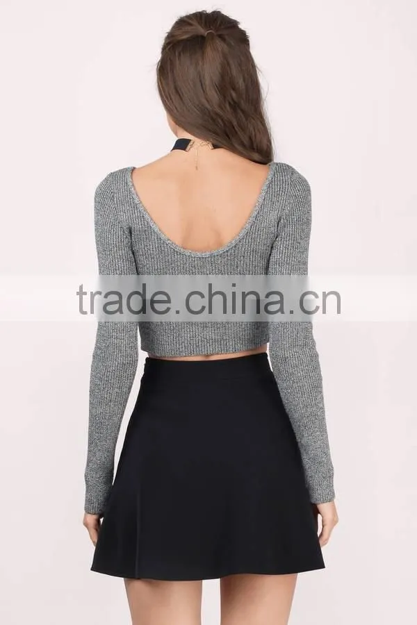 Ladies Designer Skirt Suits Stylish Custom Black A Line Flowy Circle Skirt Fashion Skirt And Crop Top Set New Style