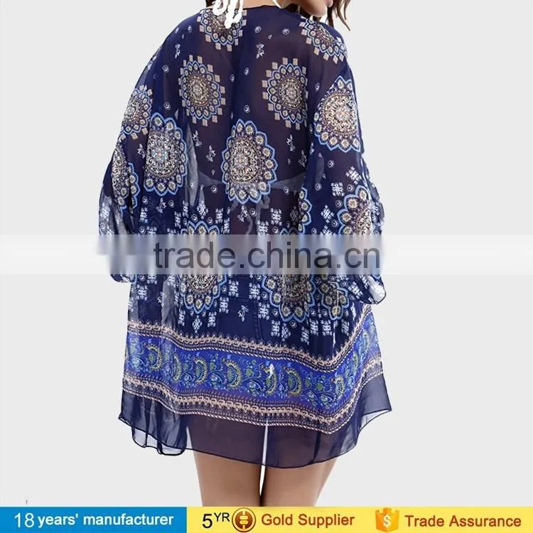 2014 factory wholesale Vintage Retro Boho Hippie Casual Chiffon Kimono Top