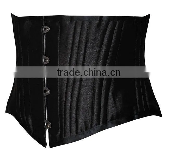 Women short double steel boned Waist slimming Satin waist trainer