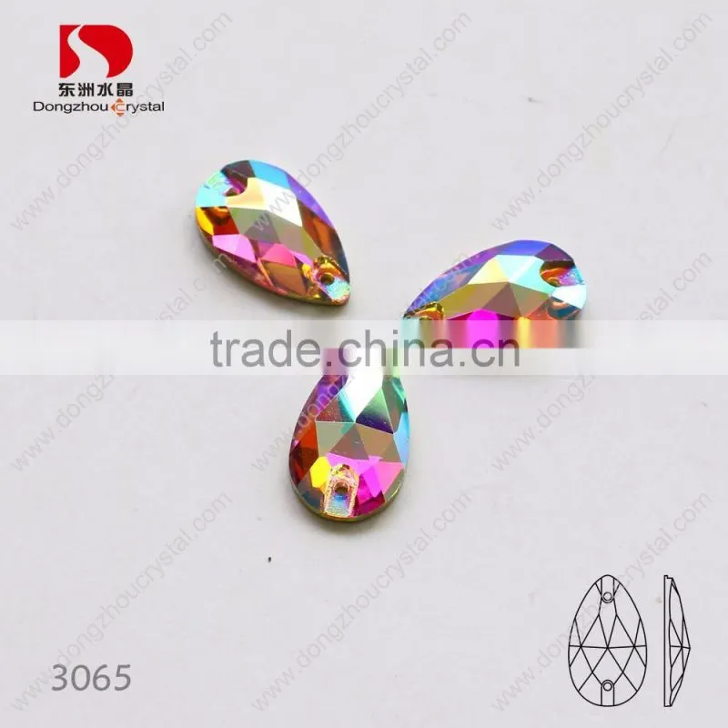 Polished drop ab sew on rhinestones,flatback k5 quality sewing crystal stones