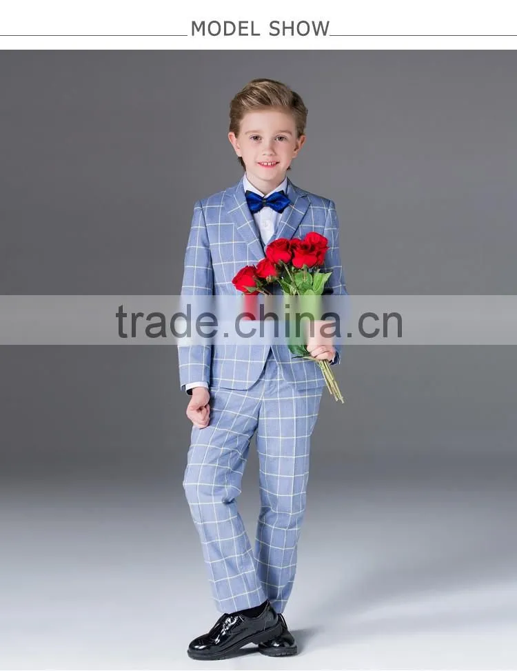 ELPA designer kids clothes 3 piece wholesale check gray boys suits