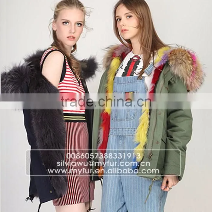 Myfur Pink Shell Fashion Lady Parka Jacket with Real Fur Lining Fox Body Fur Hood
