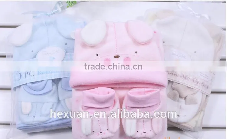 Mesh bag baby new winter animal hat and mitten set
