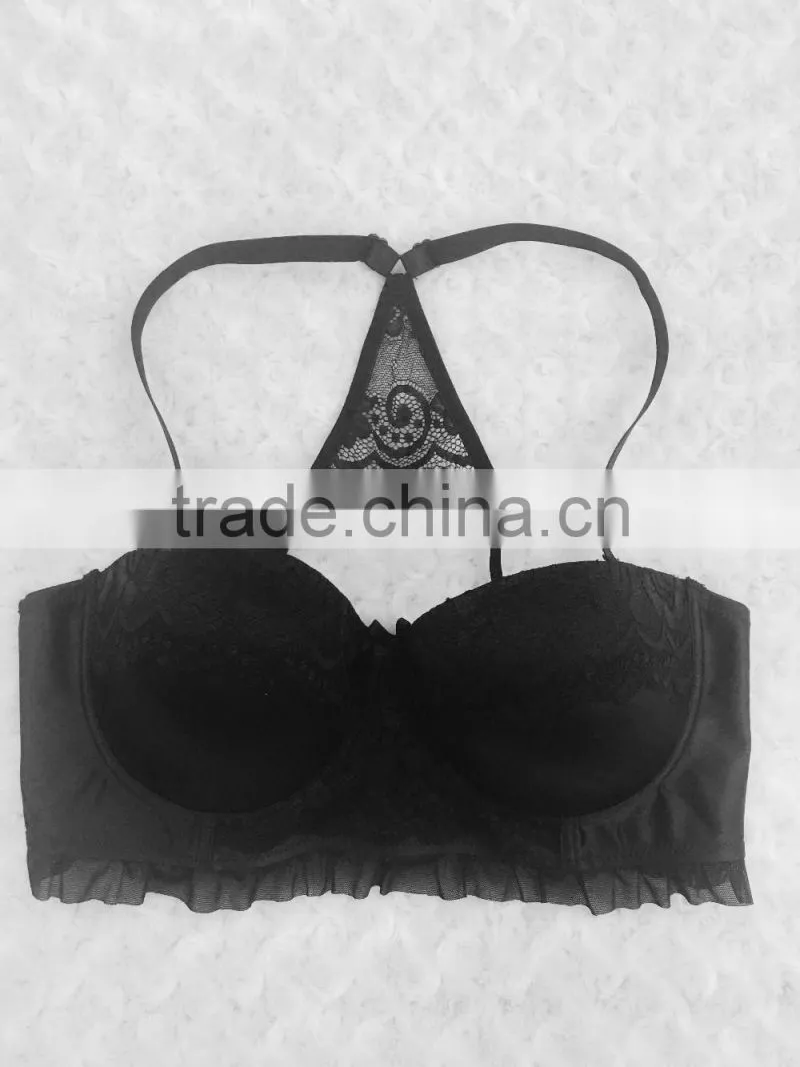 New style adult women gather push up bra with sexy full lace