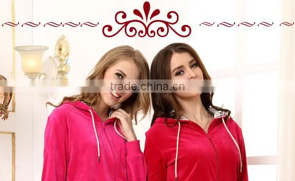 Women fantastic winter velvet pajamas zip hoodie fitness design pajamas for women