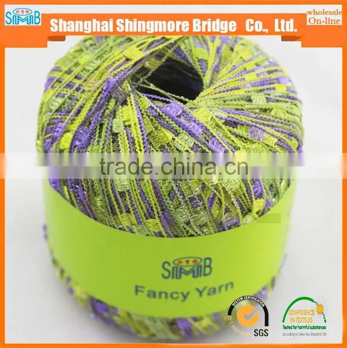 alibaba China knitting yarn supplier cheap wholesale oeko-tex standard quality matallic ladder yarn knitting scarf yarn