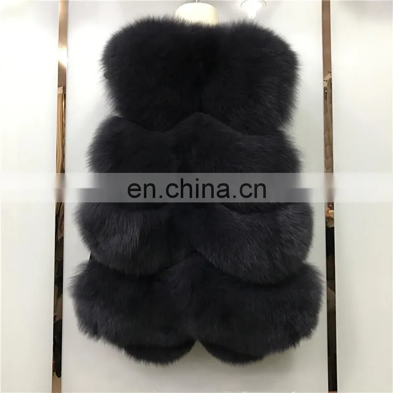 2017 Women Fox Fur Vest Winter Long Vest Real Fur Coat Vest Price Waistcoat