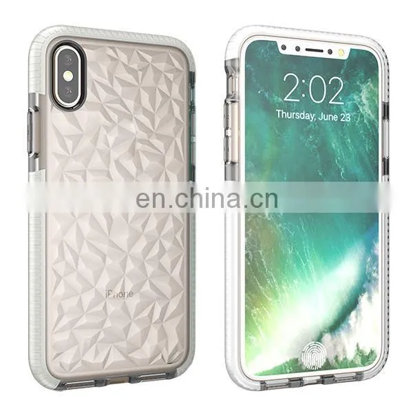 Diamond Pattern Lightweight Anti Drop Soft TPU + TPE Buffer Bar Back Cover Case for iPhone X