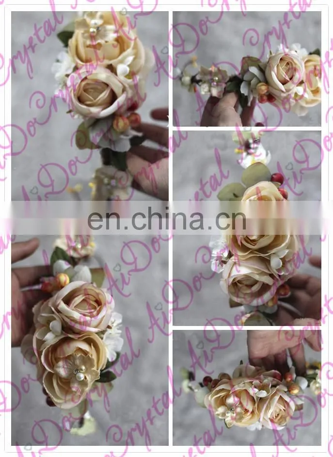 Aidocrystal champagne wedding party hair clips for hair headpiece bridal flower hair accessories for ladies