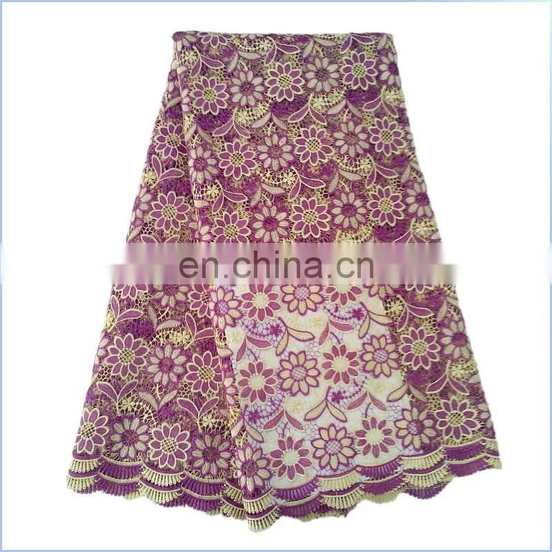 high quality 100% Cotton embroidered african guipure lace fabric for wedding dress LS15073137 LS15073138