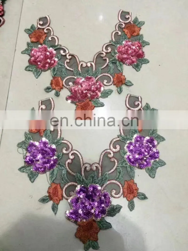 wholesale new deisgn popular flower embroidery sequin collar
