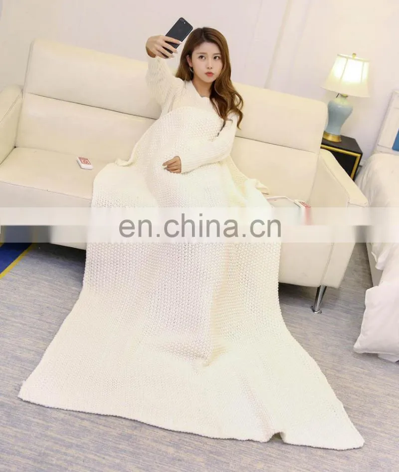 100% acrylic knitted keep warmer square blanket