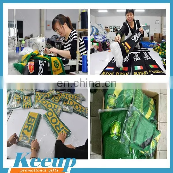 2016 Hot Sale China Wholesales Custom Logo Knitted Fan Scarfs For Promotional Gift