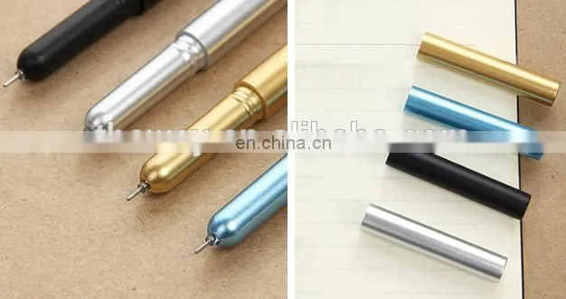 Slim blue gel pen polished metal sign gel pen