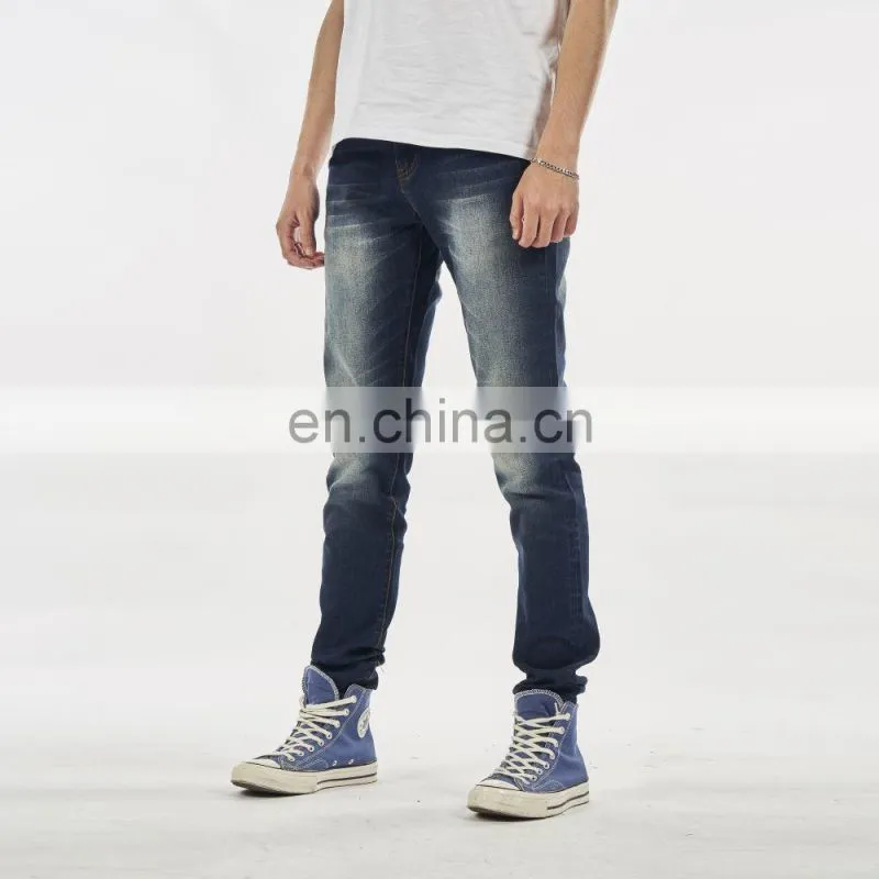 DiZNEW SLIM FIT MEN'S JEANS PANTS CRUSH JEANS FOR MEN DARK BLUE