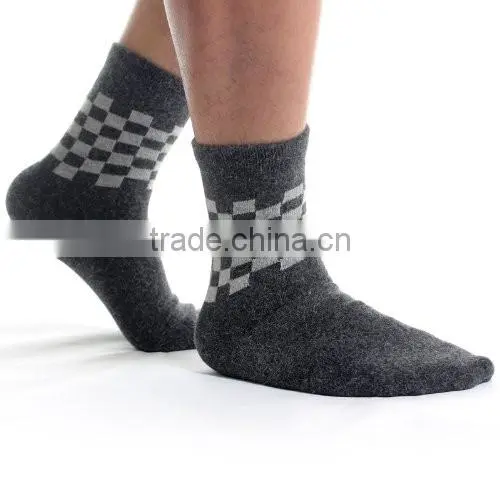Man's classic stylish black color wool tube socks with pattern