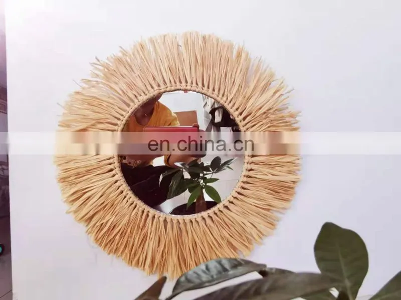 Macrame Tapestry Tassel Handmade Rope Woven Decorative Round leaf moon Boho Chic Wall Hanging Mirror