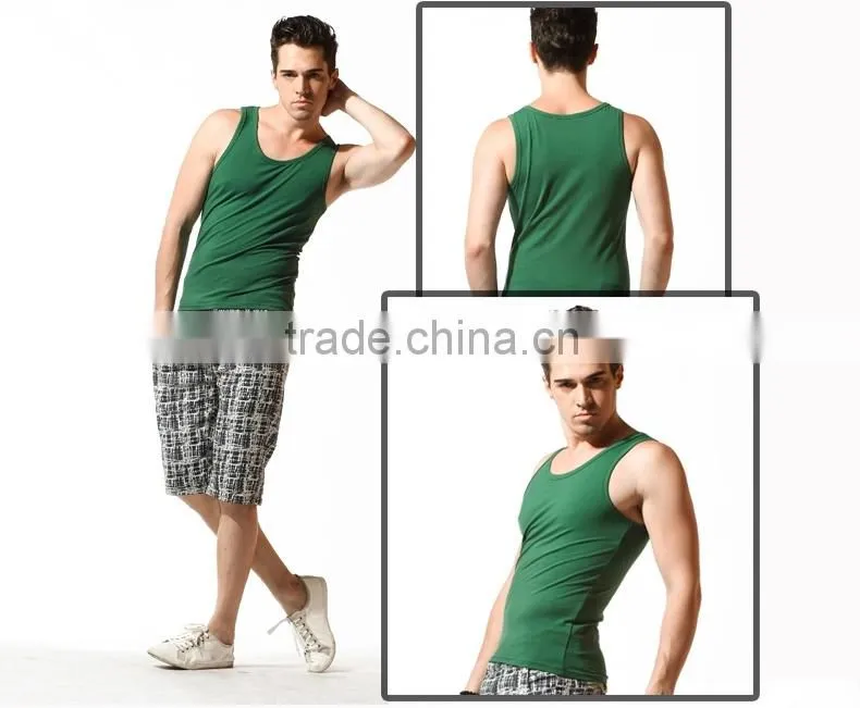 Lycra white color slim tank top for men made in china