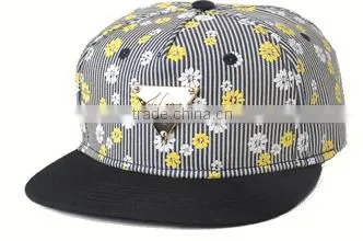 New Technology Custom Made Printed Flat Brim Metal Plate Snapback Cap Hats