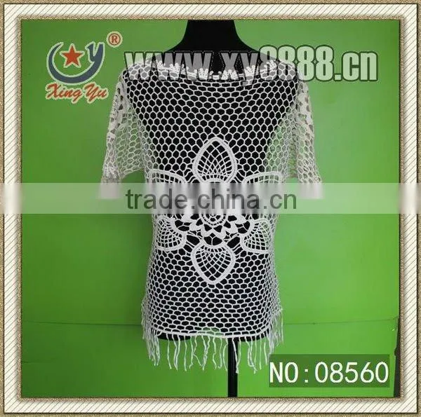 Fashion style cotton lace vest embroidery dress