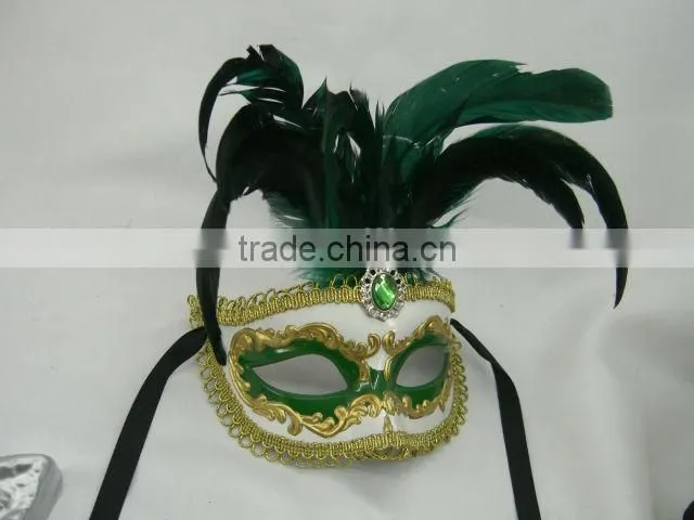 hand painting/fashion mask/venice feather masquerade mask/black/plastic/feater party mask