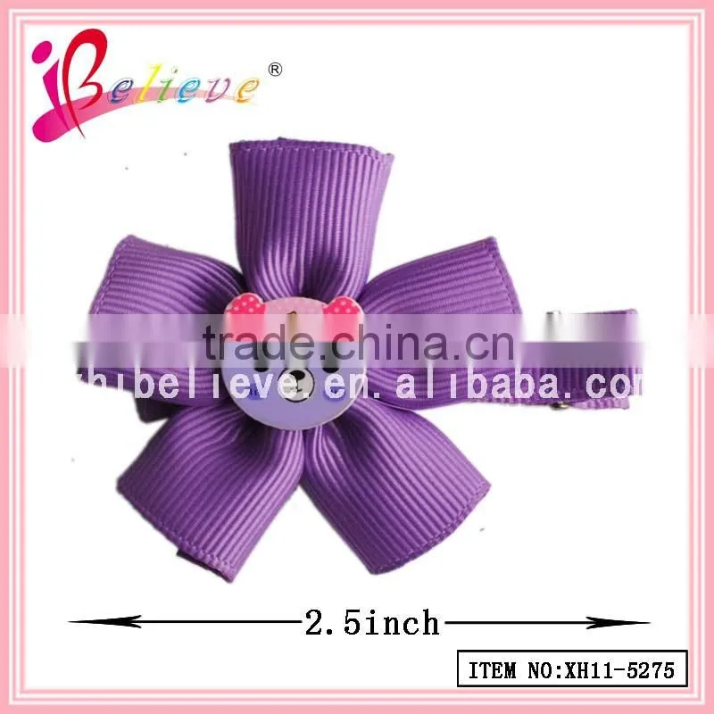 2015 Chinese fashion jewelry ribbon flower hair clip,make fabric flower hair clips