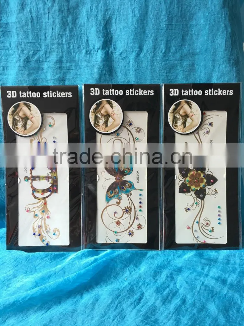 New Tattoo Metal Silver Golden Temporary Tattoos Sticker For Adults