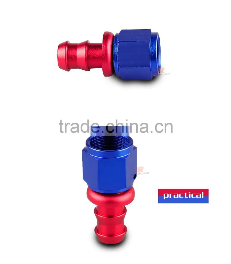 Aluminum oil cooler hose fitting Straight push on fitting hose end blue and red 10-001-10