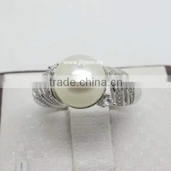 925 Sterling Silver Pearl Main Gem & AAA CZ Fashion silver Ring