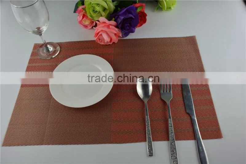 Red classics Non-slip Insulation Moor Crossweave Woven PVC Non-slip Insulation Placemat Washable Table dish Mats