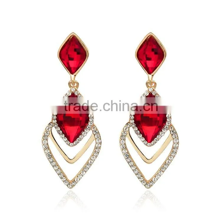 2016 New Arrival Crystal Drop Earrings For Women Brinco Wedding Earring Vintage Boucles Oreille Ruby-jewelry