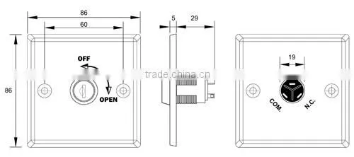 Stainless Steel British Standard Key Switch