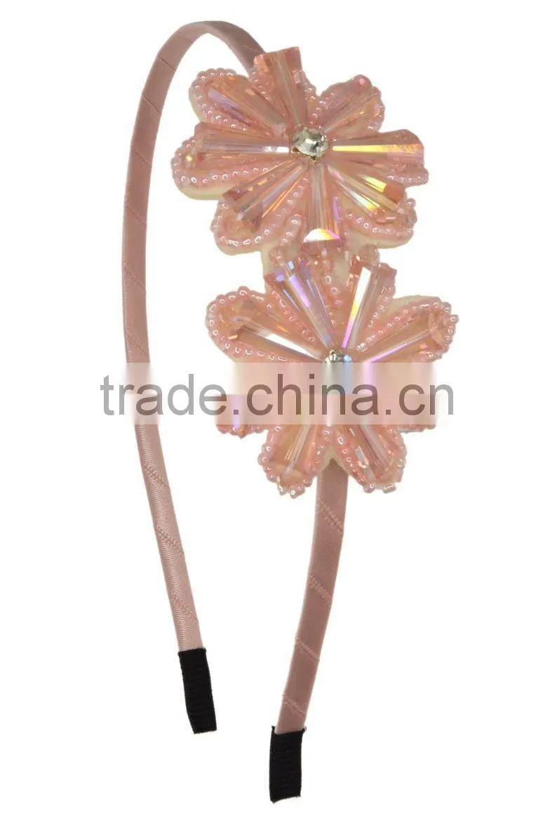 Beaded Double Flowers Hairband/Heanband