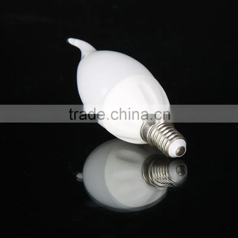 High quality milky cover smd3528 e14 led candle lamp 1.5w with tail 110v 220v