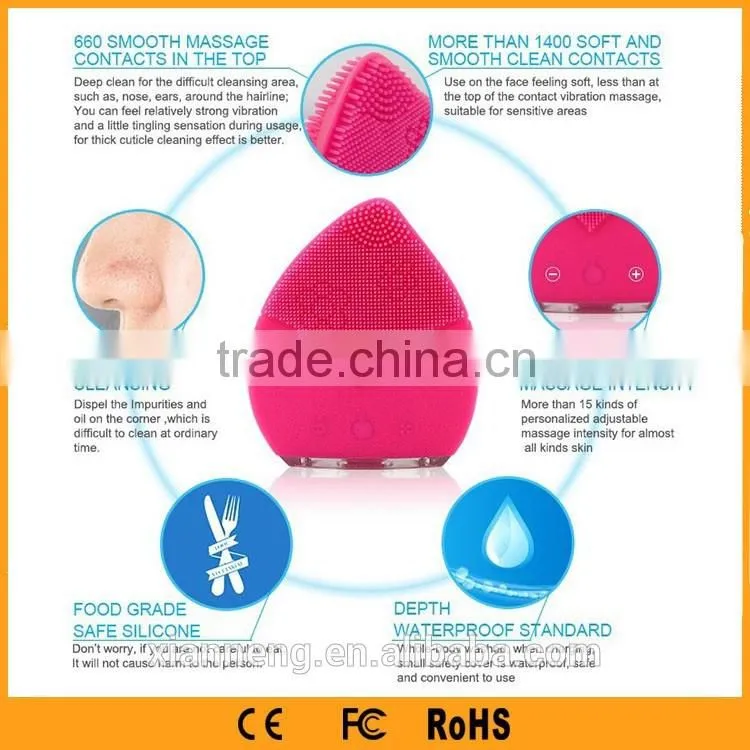 Popular electric face brush vibrating facial massager silicone face cleaning brush