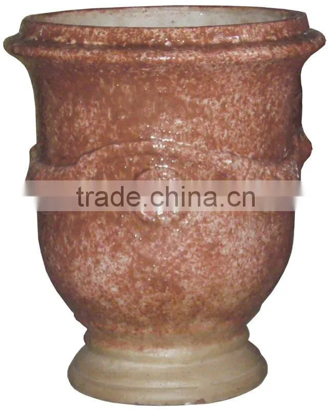 ceramic low garden pot with dot design