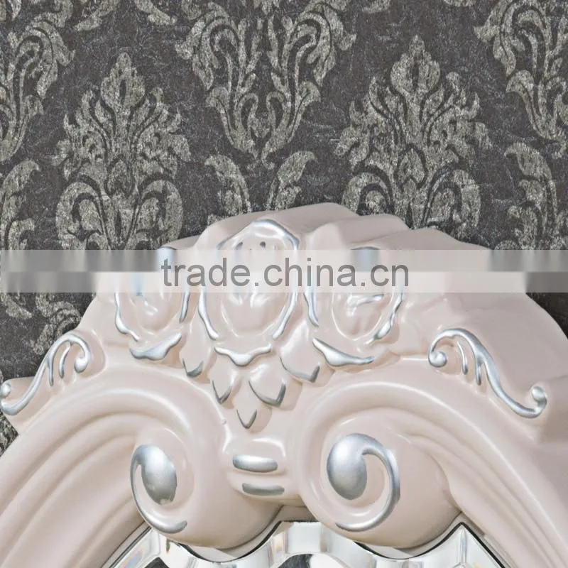 Luxury Antique European French Baroque Style Ivory White Hand Carved Wooden MDF Vanity Dressing Table Set