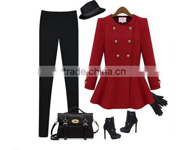 Fashion Womens Slim Thicken Lapel Purple Jackets Winter Warm Long Wool Overcoats