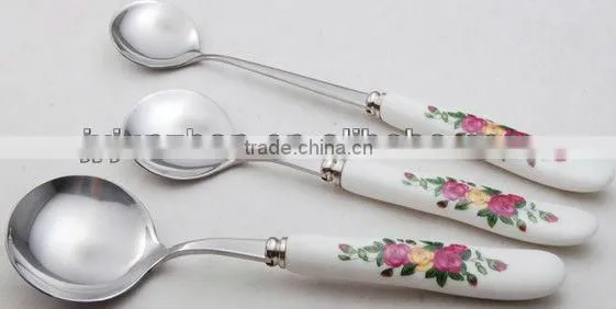 Attractive Stainless Steel flatware Spoon of ceramic handle