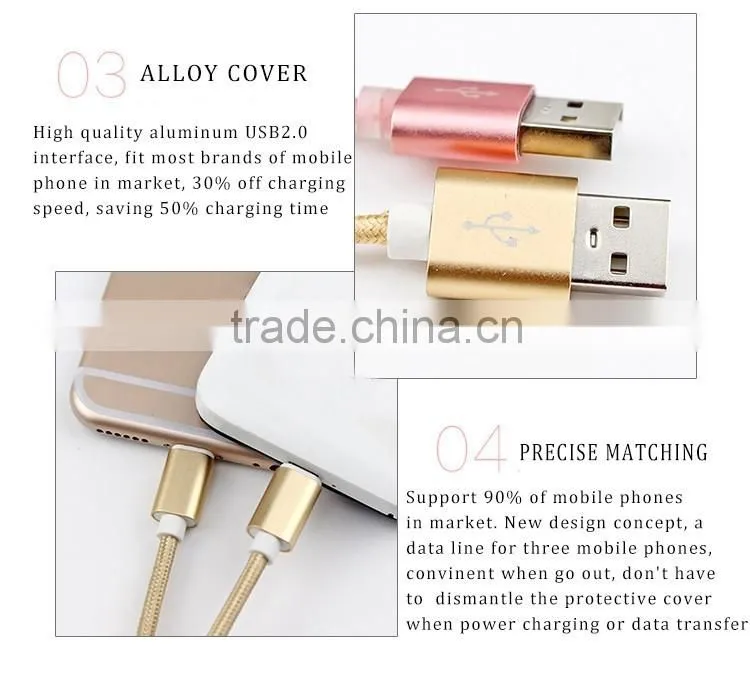 multi-function usb multi charger charging plug USB data line cable 8pins micro type c 3 in 1 for iPhone and Android