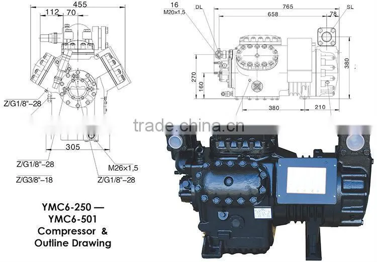 40 hp YEMOO semi-hermetic piston Copeland chinese compressor price list with connecting rods