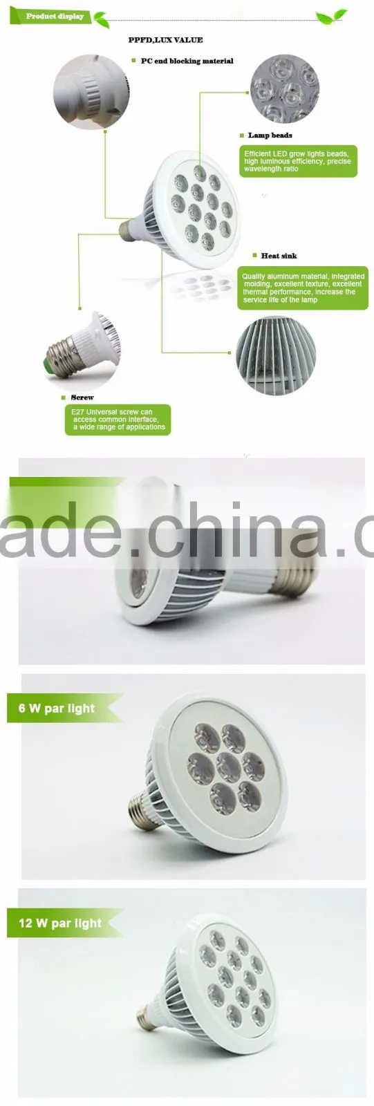 Hydroponic systems E27 PAR38 led light bulbs for tiny houses using