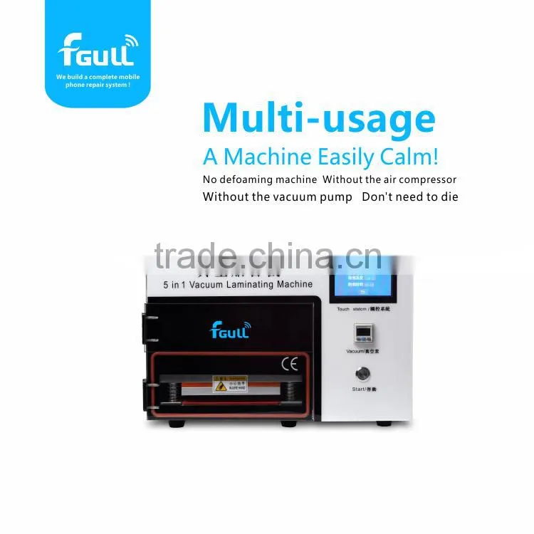 LCD Repair Machine Touch Times Latest Upgrade 5 in 1 OCA Vacuum Laminating Machine with Touch Screen, Built-in Pump+Compressor