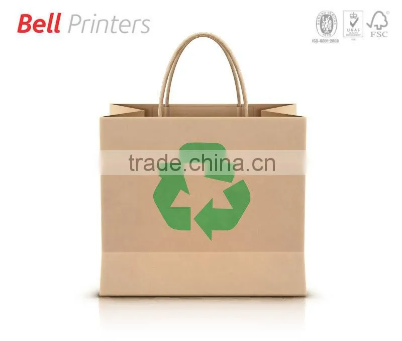 Pink color paper bag with heart shape hanging with handle