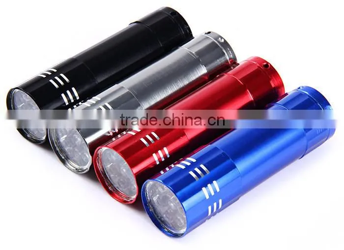 Mini 9 LED flashlight 4 colors Torch flashlight for AAA battery mini Pocket Torch Portable Flash Torch Lamps