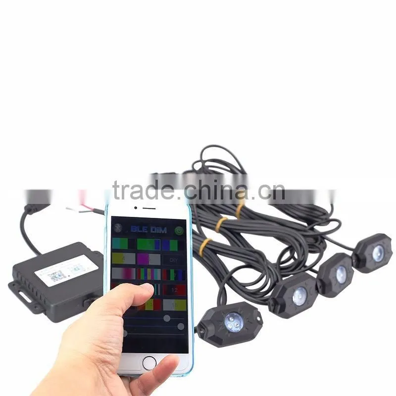 4piece a group 9W RGB LED Rock Light kit Fender Under Car Truck Vehicle Crawler light for Offroad SUV 4WD ATV